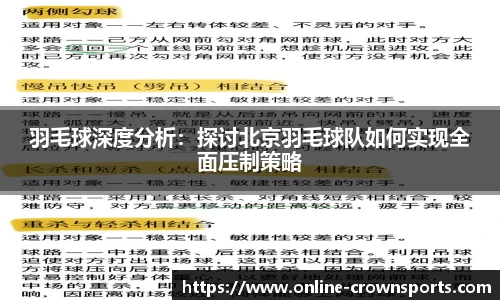 羽毛球深度分析：探讨北京羽毛球队如何实现全面压制策略